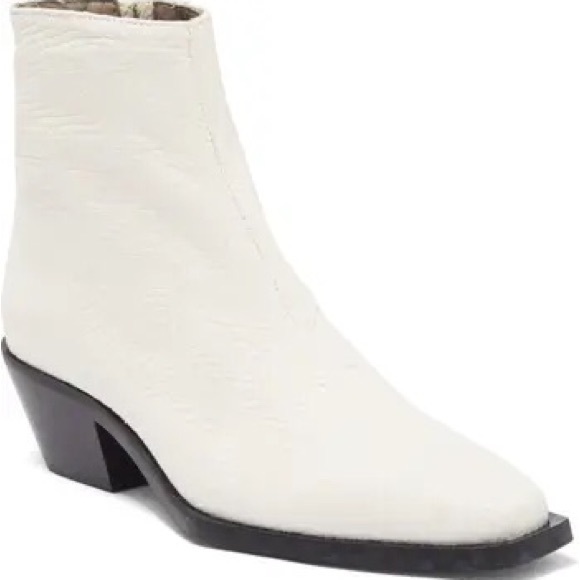ALL SAINTS LENORA SNAKE EMBOSSED LEATHER WHITE BOOTIES NWT SZ 9 - Picture 5 of 10